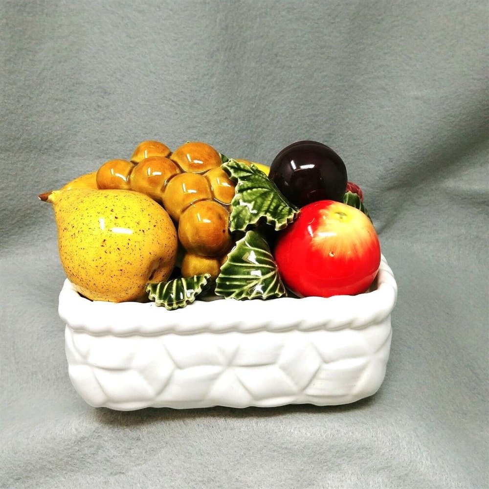 Decorative Fruit Basket Ceramic One Pc. Made in Portugal Vintage Kitchen Decor - Picture 5 of 9